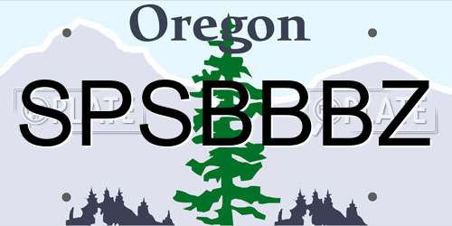 SPSBBBZ Oregon License Plate