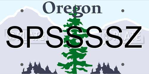 SPSSSSZ Oregon License Plate