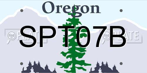 SPT07B Oregon License Plate