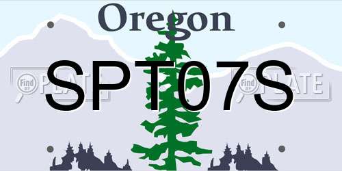 SPT07S Oregon License Plate