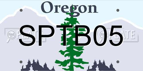 SPTB05 Oregon License Plate