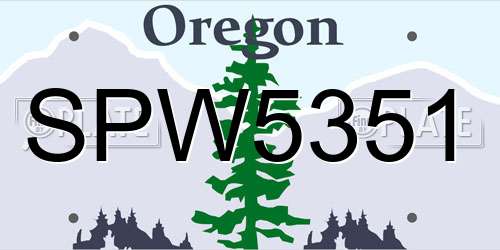SPW5351 Oregon License Plate