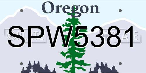 SPW5381 Oregon License Plate