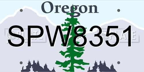 SPW8351 Oregon License Plate