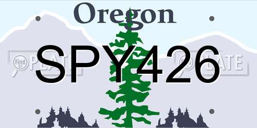 SPY426 Oregon License Plate