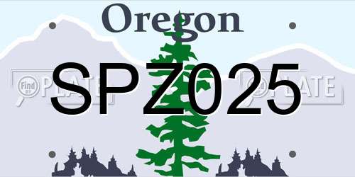 SPZ025 Oregon License Plate