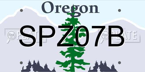 SPZ07B Oregon License Plate