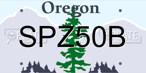 SPZ50B Oregon License Plate