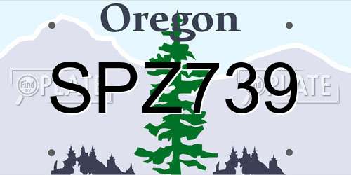 SPZ739 Oregon License Plate