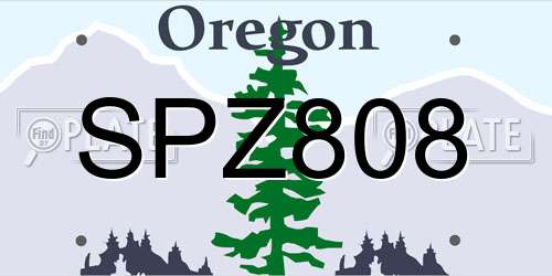SPZ808 Oregon License Plate