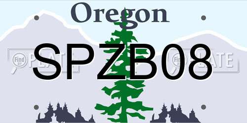 SPZB08 Oregon License Plate