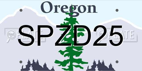 SPZD25 Oregon License Plate