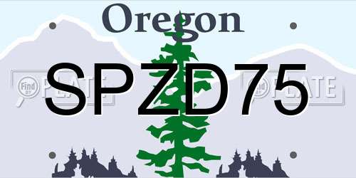 SPZD75 Oregon License Plate