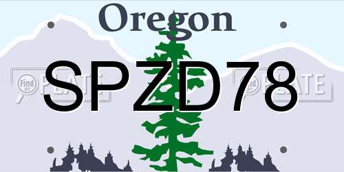 SPZD78 Oregon License Plate
