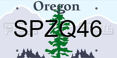 SPZQ46 Oregon License Plate