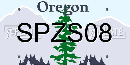 SPZS08 Oregon License Plate