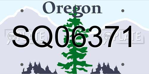 SQ06371 Oregon License Plate