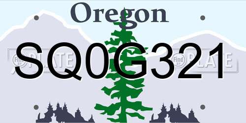 SQ0G321 Oregon License Plate