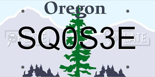 SQ0S3E Oregon License Plate