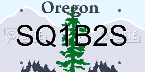 SQ1B2S Oregon License Plate