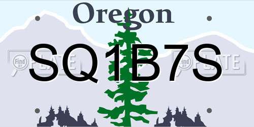SQ1B7S Oregon License Plate
