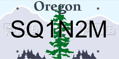 SQ1N2M Oregon License Plate