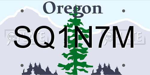 SQ1N7M Oregon License Plate