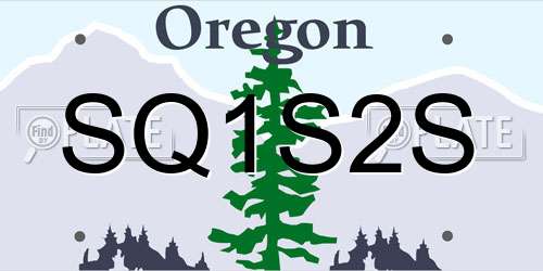 SQ1S2S Oregon License Plate
