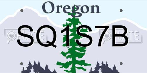 SQ1S7B Oregon License Plate