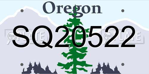 SQ20522 Oregon License Plate