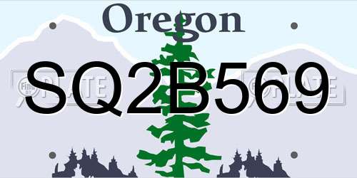 SQ2B569 Oregon License Plate