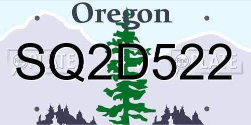 SQ2D522 Oregon License Plate