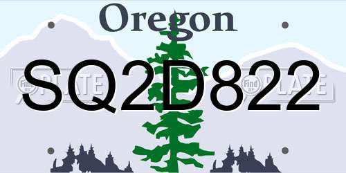 SQ2D822 Oregon License Plate