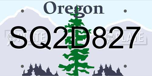 SQ2D827 Oregon License Plate