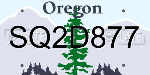 SQ2D877 Oregon License Plate