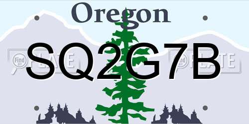SQ2G7B Oregon License Plate