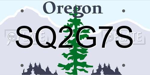 SQ2G7S Oregon License Plate