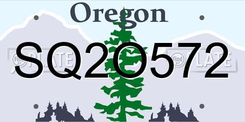 SQ2O572 Oregon License Plate
