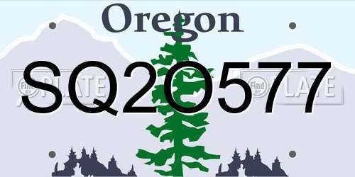 SQ2O577 Oregon License Plate