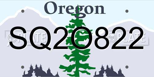 SQ2O822 Oregon License Plate