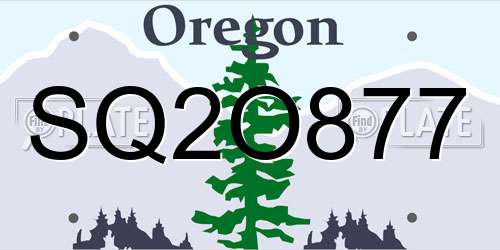 SQ2O877 Oregon License Plate