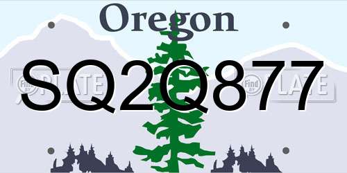 SQ2Q877 Oregon License Plate
