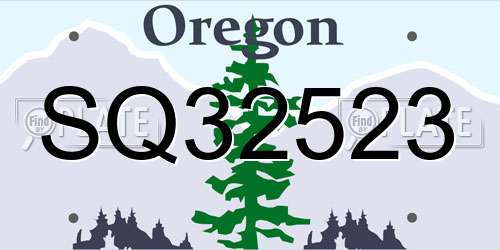 SQ32523 Oregon License Plate