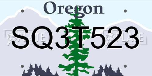 SQ3T523 Oregon License Plate