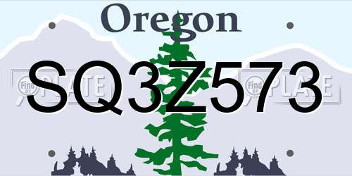 SQ3Z573 Oregon License Plate