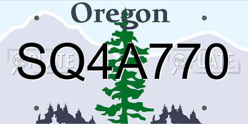 SQ4A770 Oregon License Plate