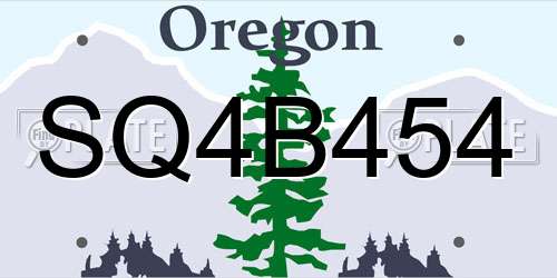 SQ4B454 Oregon License Plate