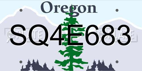 SQ4E683 Oregon License Plate