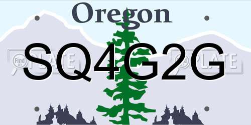 SQ4G2G Oregon License Plate