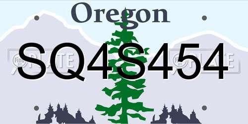 SQ4S454 Oregon License Plate